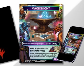 MTG Invitation- Game night editable custom card template