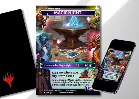 MTG Invitation- Game Night Editable Custom Card Template - Etsy