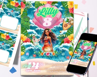 Tropical Movie Birthday Invitation- digital 5x7 invitation