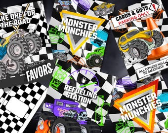 Monster Truck Table Signs- digital 8x10 with table tents