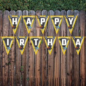 Monster Truck Birthday Banner - Editable banner