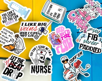 Funny Nurse Stickers: Glossy, Water-Resistant Vinyl