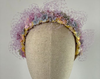 Pretty Floral with pink netting headband