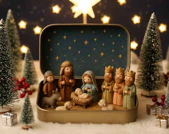 Japanese Nativity Set, Kokeshi Dolls Nativity Set, Nativity Scene