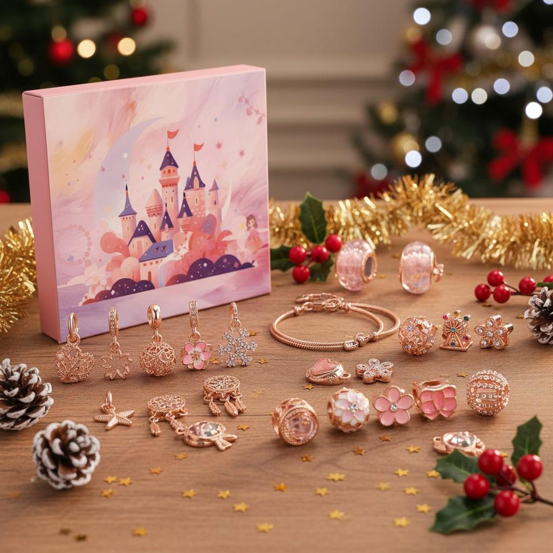 Rose Gold Charm Bracelet Advent Calendar 24 Days DIY Jewelry