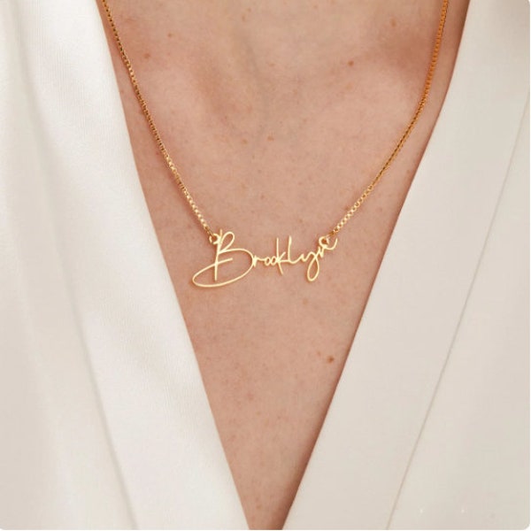 Personalized Gold Name Necklace with Box Chain Custom Name Necklace Handmade Jewelery Personalized Birthday Gift for your Mother