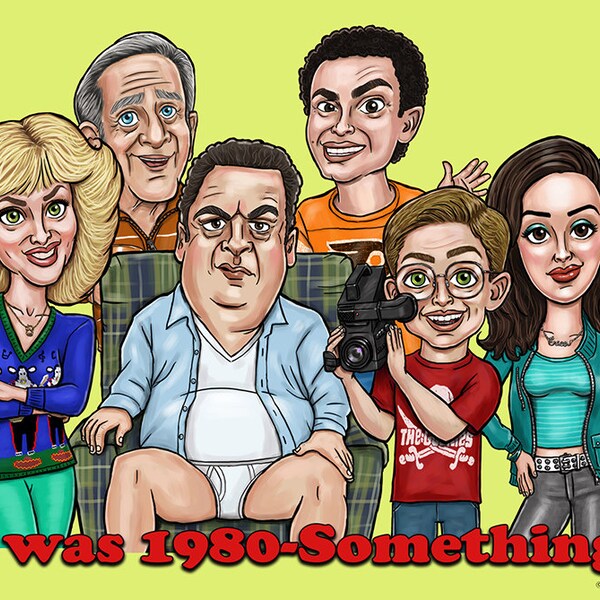 The Goldbergs illustration 5x7 matte prints: Beverly, Adam, Barry, Erica, Murray, & Pops Goldberg caricatures / The Goldbergs art prints