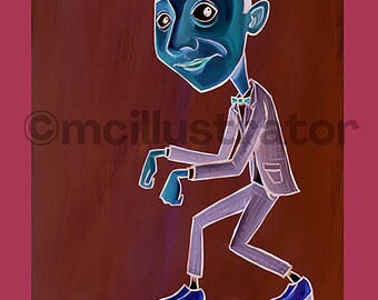 Pee Wee Herman 8x10 trippy matte art print / Pee Wee caricature / Pee Wee illustration / Pee Wee art / Pee Wee Herman portrait *LAST ONE*