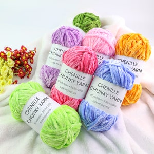 6mm Chenille Chunky Yarn, 32 Colors 100 gram Plush Yarn, Diy Scarf Yarn, Blanket Yarn, Hand Knitting Yarn, Soft Chunky Crochet Yarn