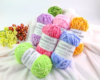 6mm Chenille Chunky Yarn, Colors Diy Scarf Yarn, 100 gram Plush yarn, Blanket Yarn, Hand Knitting Yarn, Soft Chunky Crochet Yarn