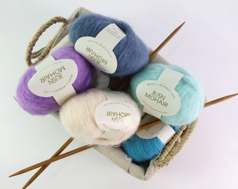 Soft Kid Mohair Wool Yarn, 38 Colors Mohair Lace Yarn, 25 grams for Crafting, Crochet, and Knitting, Art Yarn