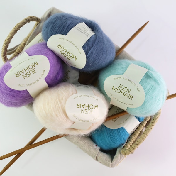 Soft Kid Mohair Wool Yarn, 38 Colors Mohair Lace Yarn, 25 grams for Crafting, Crochet, and Knitting, Art Yarn