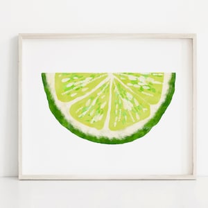 Fresh Lime- Digital Printable Wall Art, Digital Download Art, Fruit, Foodie, Lime Painting, Lime Print, Citrus Kitchen Art