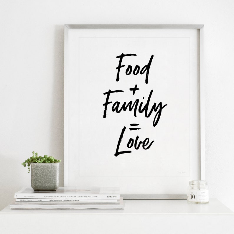 Food Family Love Printable Wall Art, Digital Download Art, Food Art, Family, Love, Quote Art Print, Family Art Print image 2