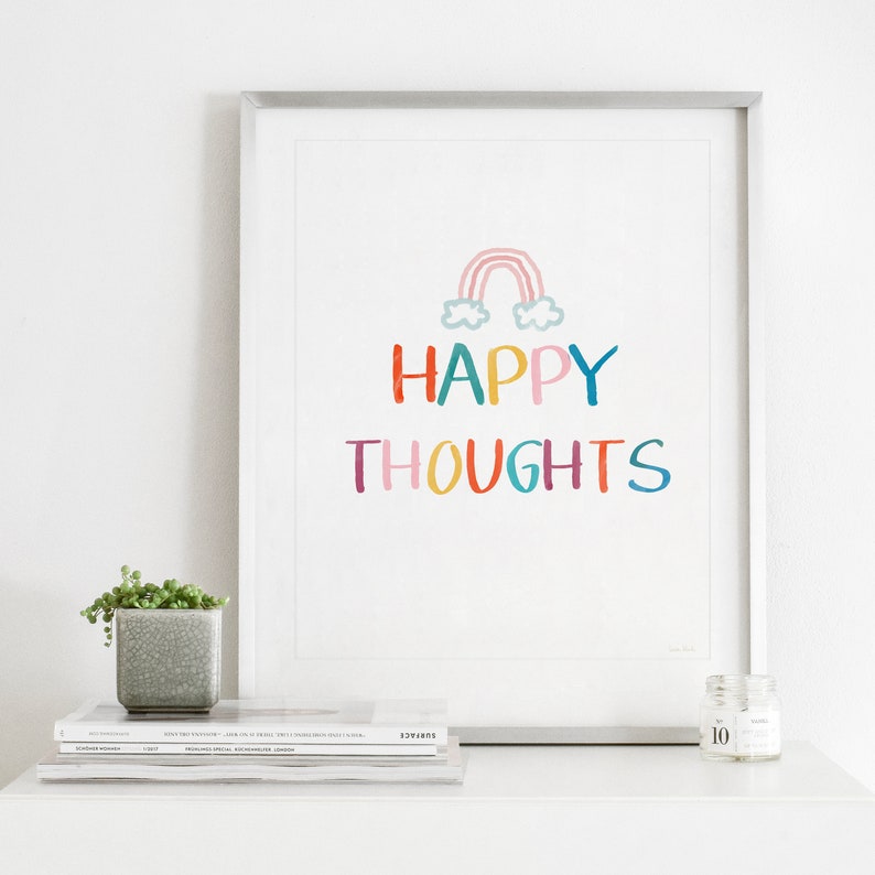 Happy Thoughts Rainbow- Printable Wall Art, Digital Download Art ...