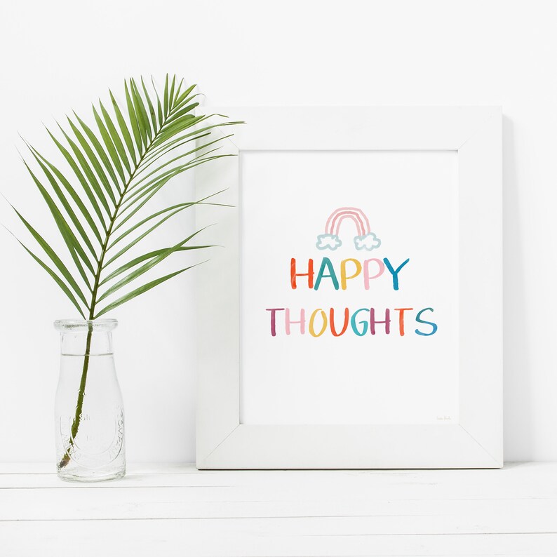 Happy Thoughts Rainbow- Printable Wall Art, Digital Download Art ...