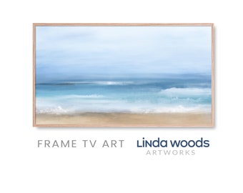 Coastal Samsung Frame TV Art, Instant Digital Download, Art For TV, Blue, Beach, TV Art, Original Art