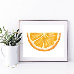 Fresh Orange Digital Printable Wall Art, Digital Download Art, Fruit, Foodie, Orange Painting, Orange Print, Citrus Kitchen Art image 2