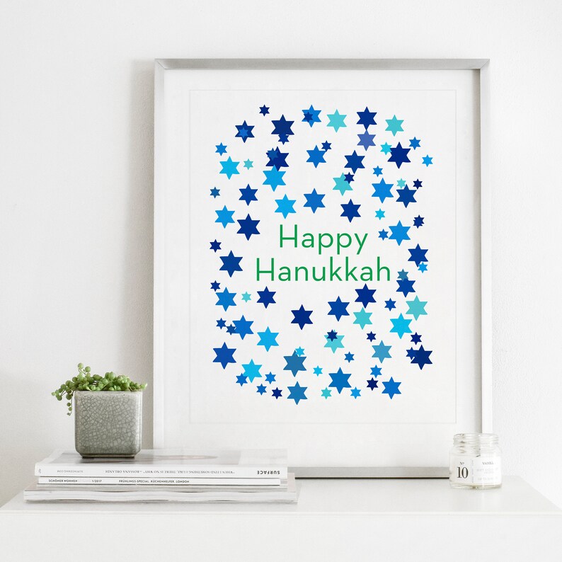 Hanukkah Stars Modern Hanukkah Printable Art image 2