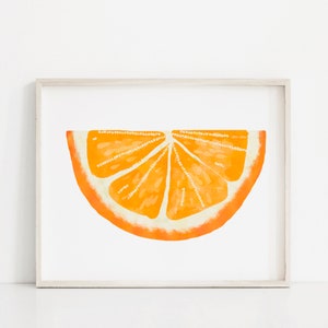 Fresh Orange Digital Printable Wall Art, Digital Download Art, Fruit, Foodie, Orange Painting, Orange Print, Citrus Kitchen Art image 1