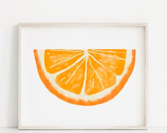 Fresh Orange- Digital Printable Wall Art, Digital Download Art, Fruit, Foodie, Orange Painting, Orange Print, Citrus Kitchen Art