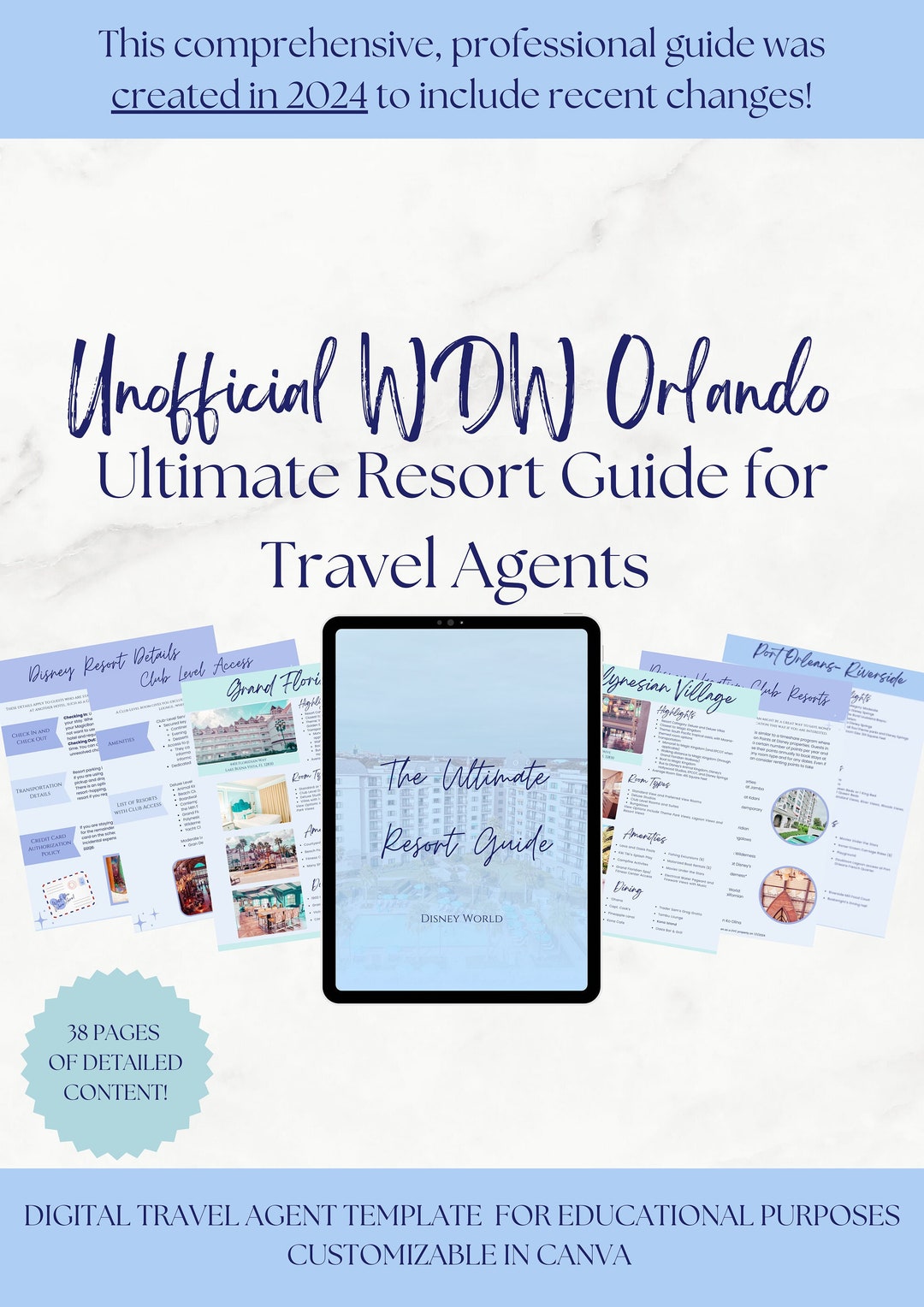WDW Ultimate Resort Guide- Travel Agent Template - Etsy