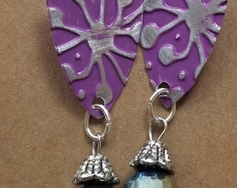 Purple Embossed Reclaimed Metal with Bead Drop