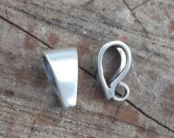 Sterling Silver Open Loop Pendant Bail 6mm x 10mm .925 Highly Polished Artisan Necklace Enhancer Finding Jewelry Crafts Making Supplies DIY