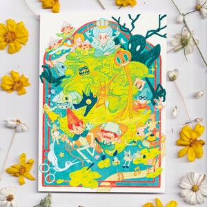 Over the Garden Wall Colorful Art Print - 5" x 7" or 9" x 12"