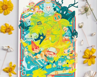Over the Garden Wall Colorful Art Print - 5" x 7" or 9" x 12"