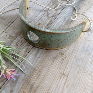 Large Gunmetal Green Ceramic Hanging Air Plant Holder Interior Home Decoration Wall Planter Vase image 3