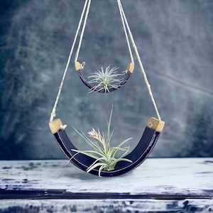 Tiered Royal Navy Blue Ceramic Hanging Tillandsia Air Plant Holder Interior Home Decoration Planter Limited Edition image 3