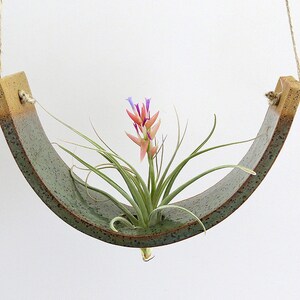 Large Gunmetal Green Ceramic Hanging Air Plant Holder Interior Home Decoration Wall Planter Vase image 5