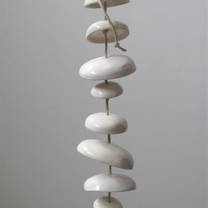 Hanging ceramic wind chime in gloss white glaze - Half Set