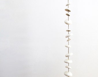 Beautiful Ceramic outdoor hanging wind chime - Mudpuppy Moon Chimes in gloss white glaze - Full Set