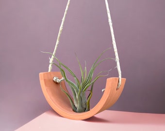 Kleine terrakottafarbene Blumenampel für Tillandsia-Luftpflanzen