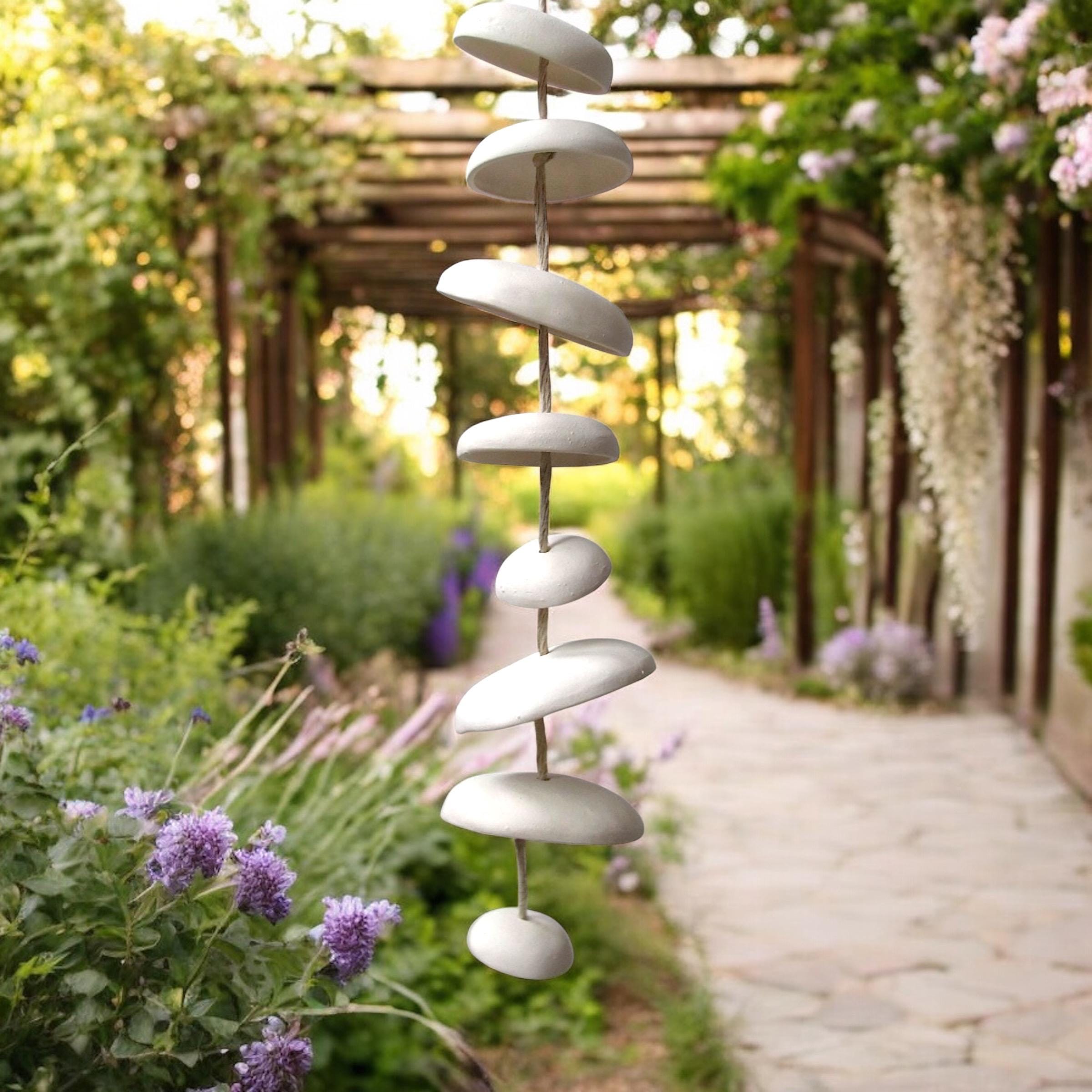 Serene Ceramic Wind Chime Organic Hanging Bells Garden
