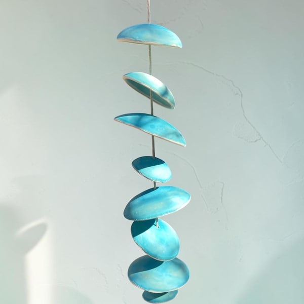 Ceramic Wind Chime - Turquoise Blue Glaze - 3’ Half Set