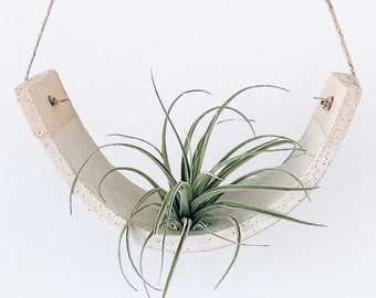 Large Ceramic Hanging Air Plant Planter Vase Speckle Buff Clay Body Dipped In Gloss White Glaze