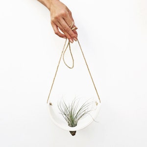 Large White Earthenware Hanging Tillandsia Air Plant Holder Interior Home Decoration Planter image 3