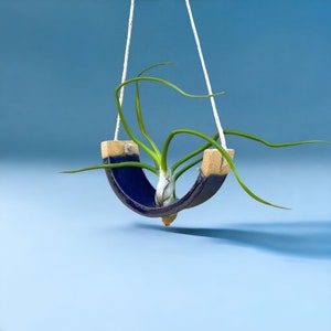 Stunning Small Royal Navy Blue Ceramic Tillandsia Hanging Plant Holder Interior Home Decoration Wall Planter Vase Limited Edition image 2