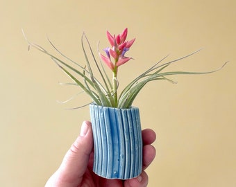 Small periwinkle cornflower blue ceramic flower bud vase