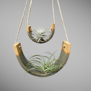 Tiered Gunmetal Green Hanging Tillandsia Air Plant Holder Interior Home Decoration Planter