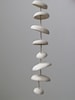 Serene ceramic wind chime organic hanging bells garden sculpture - Mudpuppy Moon Chimes in unglazed natural buff - Half Set 