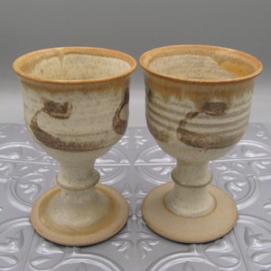 Ardington Pottery 2 Small Goblets Vintage British Art Studio Oxfordshire England Stoneware