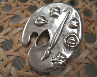 Painter&#39;s Palette Vintage Brooch, Mexican Silver Brooch, Artist Palette Pin, Vintage Jewelry, Artist Gift, Creator Gift, Painter Gift