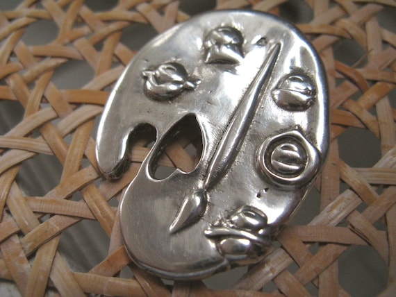 Belle Broche Vintage En Forme De Palette De Peintre - Occasion, Sans Marque