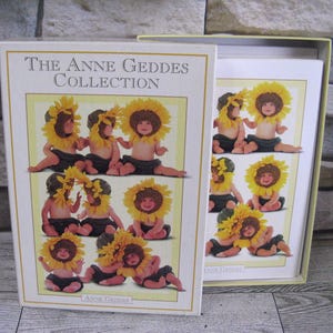 Collection de cartes tournesol Anne Geddes, 19 cartes de voeux vierges, cartes vintage 1996, 4 modèles de cartes pour bébé, avec enveloppes, neuf dans la boîte