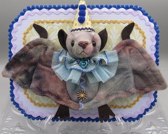 Plushie Taxidermy Batty Tie Dye Plush Bat Plaque Whimsigoth Upcycled Art Teen Gallery Wall