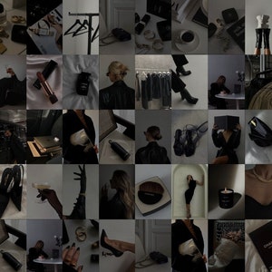 100 stuks donkere minimale esthetische muurcollage, zwarte esthetische muurcollagekit, minimalistische muurafdrukken, Pinterest muurcollage
